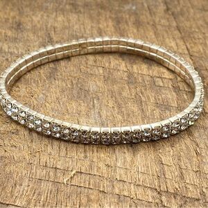ExpressStretchy Rhinestone Gold-tone Tennis Bracelet
